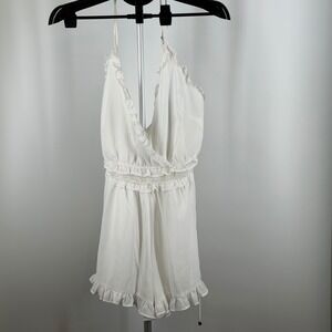 Fashion Nova White Ruffle Romper